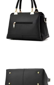 Detail of lychee pattern leather tote bag with protective gold feet and back zipper