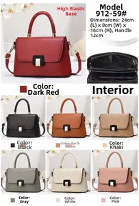 Detailed size specifications for women's PU leather crossbody bag showing all 7 colors