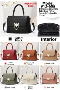 Detailed dimension chart showing the 24x8x16cm crossbody bag size and seven color options