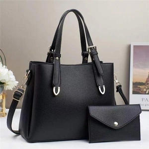 Ensemble Sac À Main Et Pochette En Cuir PU Élégant Pour Femmes Texture Litchi Grande Capacité Sac À Bandoulière