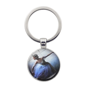 Portachiavi artistico con silhouette di ballerina e ciondolo danzatrice blu