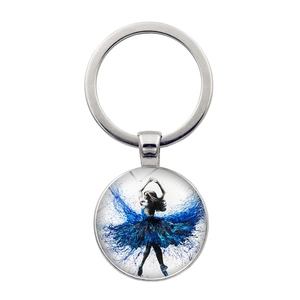 Portachiavi con Silhouette di Ballerina in Lega di Zinco Vetro Artistico Pendente con Macchie di Inchiostro Regalo per Donne Ragazze Accessori per Borse