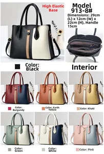 Detail view of contrast stitching tote bag with dimensions and multi-color options display