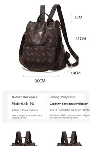 Detailed size specifications of the Ralabhan printed backpack with PU leather material