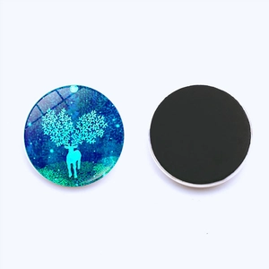 Christmas reindeer glass refrigerator magnet with 25mm round magnetic crystal dome decor