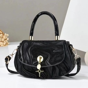 Women Handbag Crossbody Bag PU Leather Marble Texture Gold Hardware Star Pendant Elegant Fashion Trendy