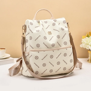 Fashionable off-white monogram backpack with floral patterns and spacious interior
