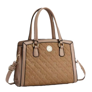 Braune Stepptasche mit Sternenstickerei und Metallschnalle für Damen