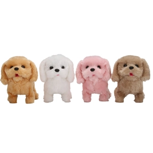 Quattro cani giocattolo elettronici in peluche che camminano in colori assortiti
