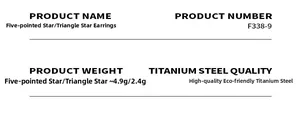 Detailed specs for titanium steel pentagram and triangle star earrings weight 2.4g to 4.9g
