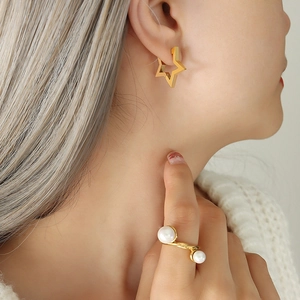 Minimalist Geometric Star And Triangle Stud Earrings Made Of Stainless Steel Gold Plated Fashion Jewelry For Women