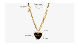Detail view of heart pendant necklace with Forever engraving and size annotations