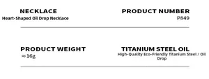 Specifications for the heart-shaped drip oil necklace in high-quality titanium steel