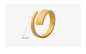Detailed view of minimalist 18K gold plated ring showing the 0.8cm width dimension