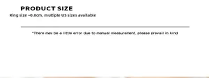 Sizing chart for 0.8cm wide gold ring showing US size options and dimensions