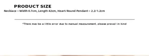 Spécifications de taille pour le collier chaîne de 0,7 cm avec breloques cœur et rond