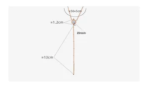 Dimensioni della collana a Y in oro rosa con catena da 50+5cm e pendente in zircone