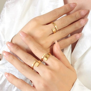 Twisted Open Ring 18K Gold Plated Titanium Steel Minimalist Geometric Adjustable Fashion Jewelry For Women