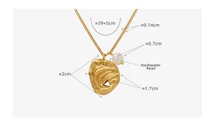 Specifiche dimensionali della collana dorata con perla d'acqua dolce e ciondolo astratto