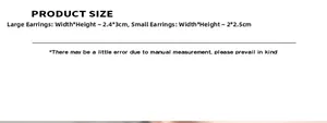 Guide des tailles montrant les dimensions des boucles d'oreilles cœur 2.4x3cm et 2x2.5cm