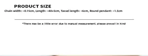 Guide des tailles: largeur 0.15cm, longueur 40+5cm, pompon 6cm et pendentif rond 1.5cm