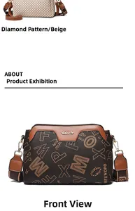 Detailansicht der Vintage-Umhängetasche mit Monogramm-Muster und Jacquard-Schultergurt
