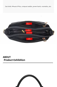 Internal structure of stitched shoulder bag with three compartments for phone and wallet