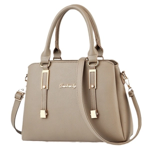Borsa classica taupe con manici e tracolla regolabile per donne elegante e alla moda