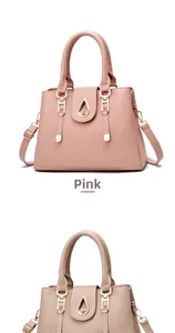 Detailed view of the elegant metal drop-shaped lock and premium stitching on the PU tote bag