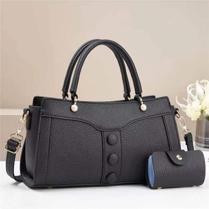 Handbag Crossbody Bag Lychee Pattern PU Leather With Mini Pouch Artificial Pearl Decoration Women Fashion Trendy