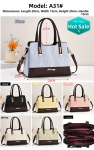 Specifiche dettagliate sulle dimensioni di una borsa bicolore alla moda, 28x13x20cm