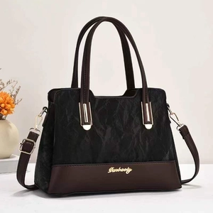 Borsa a mano alla moda bicolore di grande capacità con tracolla regolabile da donna