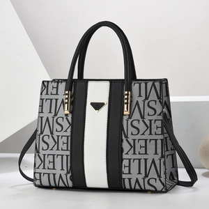 PU Leather Tote Bag And Wallet For Women Letter Print Large Capacity Multi-Compartment Shoulder Handbag Commute Elegant Fashion
