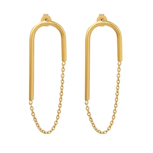 Boucles d'oreilles pendantes géométriques en forme de U en acier titane doré poli