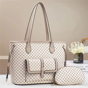 Women Tote Bag PU Leather Handbag Monogram Printed Large Capacity Urban Minimalist Shoulder Purse Crossbody Small Pouch