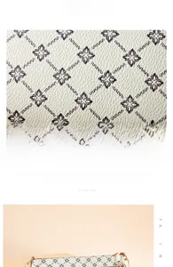 Detailed macro view of the scratch-resistant beige PU leather and vintage floral print