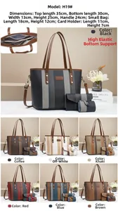Ensemble trois pièces avec cabas en cuir synthétique texturé, pochette et porte-cartes