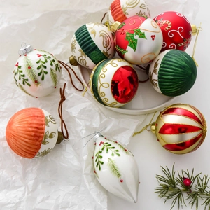 Ornamenti Di Natale Palle Di Vetro Appese E Gocce Dipinte A Mano Motivi Festivi Decorazione Per Albero Festa