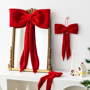 Grande Fiocco di Velluto Decorazione Natalizia Rosso Verde Fiocco Ornamento per Albero di Natale Casa Festa Parete Decorazione Regalo