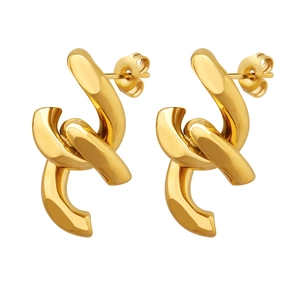 Boucles d'oreilles clous maillons de chaîne en acier inoxydable plaqué or 18 carats
