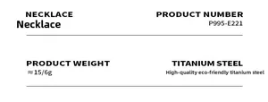 Détails de collier en acier titane minimaliste indiquant le matériau et le poids