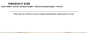 Guide des tailles pour collier et bracelet en acier titane avec largeur de chaîne
