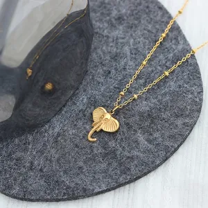 18K gold plated elephant pendant necklace with 40+5cm adjustable chain for women