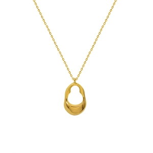 Minimalist 18K gold plated stainless steel necklace with hollow organic liquid pendant