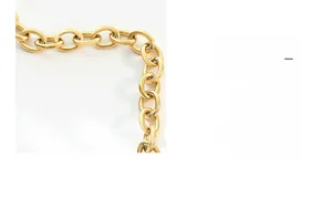 Detailed macro view of the gold chunky oval link chain with a polished metallic finish