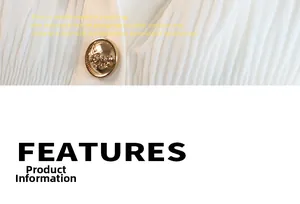 Detailed macro view of a gold embossed button on a white pleated fabric texture