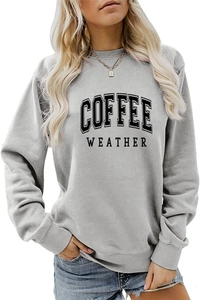 Detail of light grey Coffee Weather sweatshirt with ribbed cuffs and casual styling