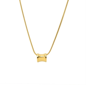 Minimalist 18K gold plated waist necklace with cylindrical pendant on snake chain