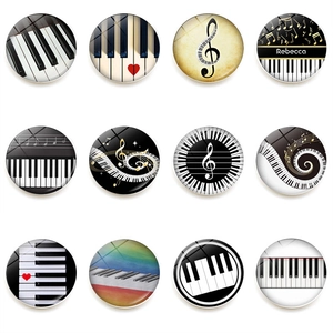 Piano Keys Music Note Heart Glass Fridge Magnets Artistic Magnetic Whiteboard Stickers Decorative Music Theme Home Office Decoration
