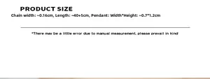 Detailed size specifications for zircon pendant necklace with 40+5cm chain length and measurements
